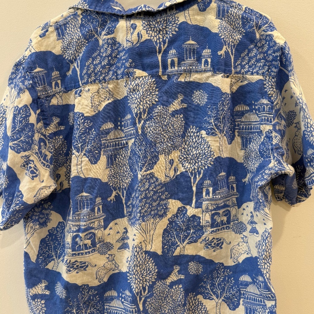 Desmond & Dempsey Blue Print Short Sleeve Pajama Top - Picture 3 of 4